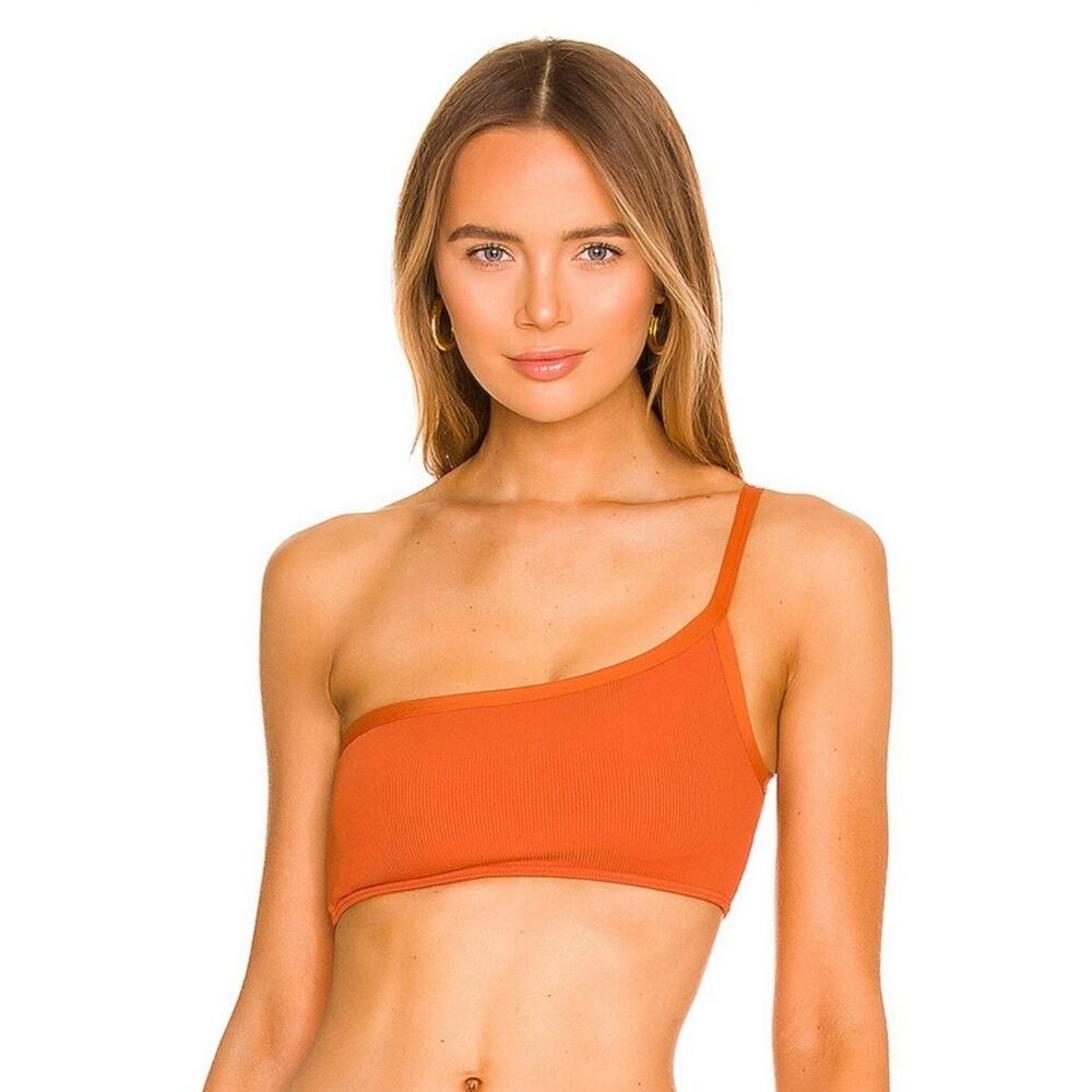 L*Space Axel Bikini Top in Amber Brown One Shoulder Size Small NWT